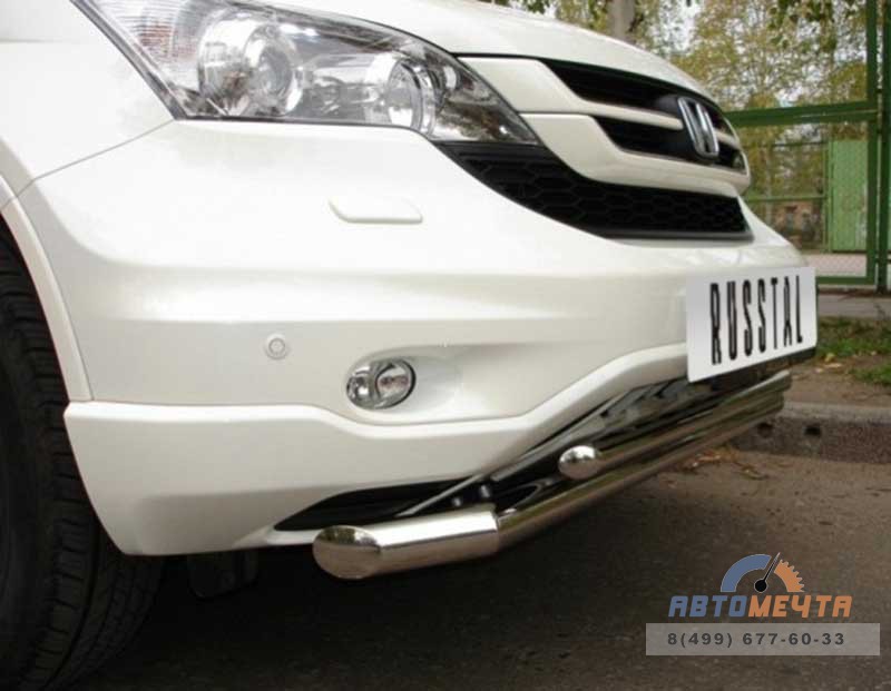 Защита переднего бампера для Honda CR-V 2010-2012 d63/42 мм (секции) (дв. 2,4) Защита переднего бампера на Honda CR-V 2010-2012
