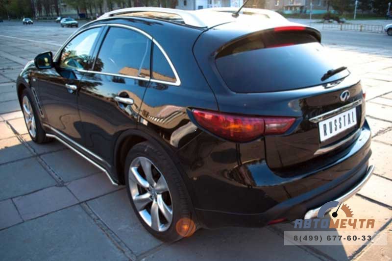 Защита заднего бампера для Infinity FX37 d75х42 мм, овал Защита заднего бампера на Infinity FX37