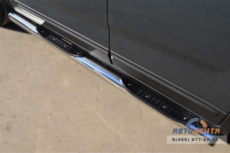 Пороги труба для KIA Sorento d76 мм, с накладкой, пластиковые заглушки Пороги для KIA Sorento
