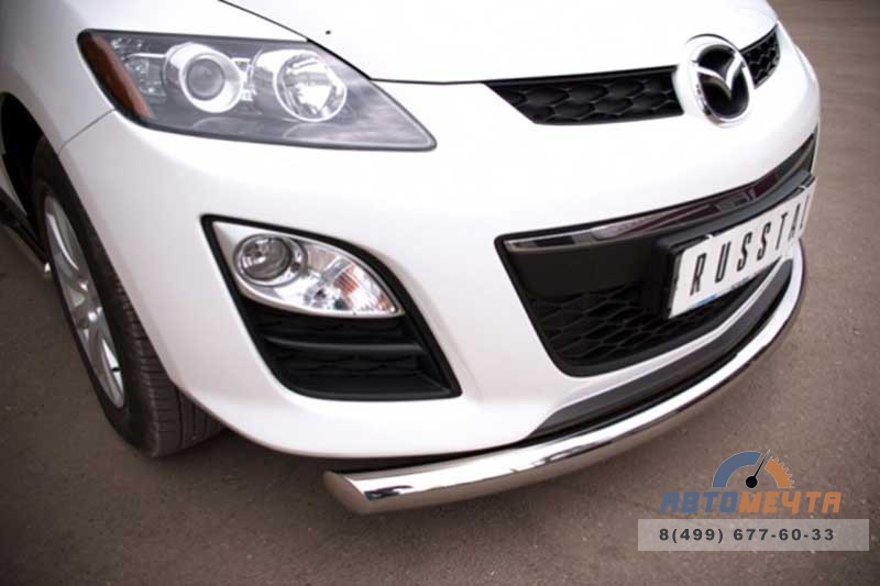 Защита переднего бампера для Mazda CX-7 2010-, d76 мм (дуга) Защита переднего бампера на Mazda CX-7 2010-, нерж