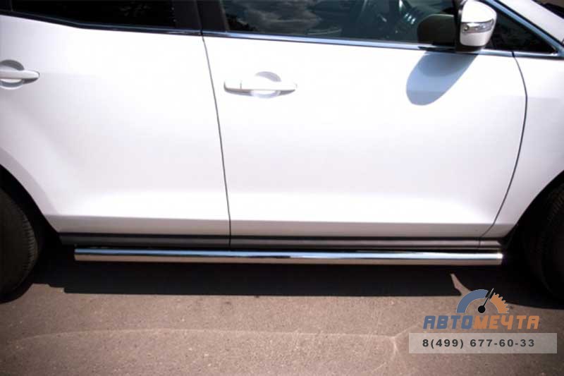 Защита порогов для Mazda CX-7 2010-, (труба), d63 мм, сферические наконечники Защита порогов на Mazda CX-7 2010-, нерж