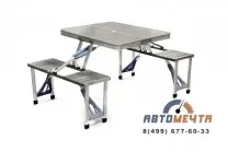 Алюминиевый складной туристический столик с табуретками (0.85m x 0.66m x 0.66m) Трансформер Алюминиевый складной туристический столик с табуретками (0.85m x 0.66m x 0.66m) Трансформер