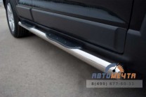 Пороги труба для Chevrolet Captiva 2012 d76 мм, с накладками, сферические наконечники-1 Пороги для Chevrolet Captiva 2012, нерж.-1