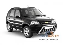 Защита 76 мм порогов с накладками для CHEVROLET NIVA 2009-