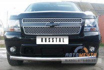Защита переднего бампера Chevrolet Tahoe 08-10, нерж.-1