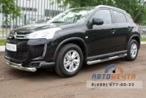 Пороги труба для Citroen C4 Aircross d76 мм, с накладками, скосы 45 градусов-3 Пороги на Citroen C4 Aircross-3