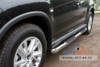 Пороги труба для Citroen C4 Aircross d76 мм, с накладками, скосы 45 градусов-1 Пороги на Citroen C4 Aircross-1