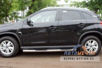 Пороги труба для Citroen C4 Aircross d76 мм, с накладками, скосы 45 градусов-0 Пороги на Citroen C4 Aircross-0