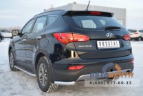 Защита заднего бампера для Hyundai Santa Fe уголки d63 мм-2 Защита заднего бампера для Hyundai Santa Fe нержавейка-2