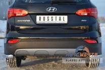 Защита заднего бампера для Hyundai Santa Fe уголки d63 мм-1 Защита заднего бампера для Hyundai Santa Fe нержавейка-1