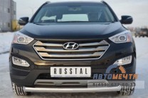 Защита бампера передняя на Hyundai Santa Fe, нерж-3