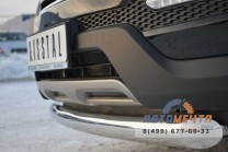 Защита бампера передняя на Hyundai Santa Fe, нерж-2
