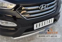 Защита бампера передняя на Hyundai Santa Fe, нерж