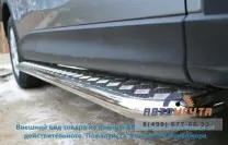 Пороги труба для Jeep Liberty d75х42 мм, овал с листом Пороги на Jeep Liberty