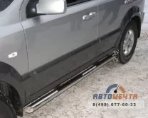 Пороги труба для KIA Sorento 2006-2009 d76 мм, скосы 45 градусов Пороги труба для KIA Sorento 2006-2009