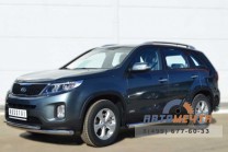 Пороги труба для KIA Sorento d76 мм, с накладкой, пластиковые заглушки-3 Пороги для KIA Sorento-3
