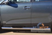 Пороги труба для KIA Sorento d76 мм, с накладкой, пластиковые заглушки-2 Пороги для KIA Sorento-2