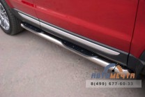 Пороги труба для Land Rover Range Rover Evoque Prestige d76 мм, с накладками, скосы 45 градусов-1 Пороги на Range Rover Evoque Prestige-1