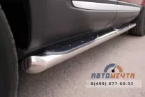 Пороги труба для Land Rover Range Rover Evoque Prestige d76 мм, с накладками, скосы 45 градусов Пороги на Range Rover Evoque Prestige