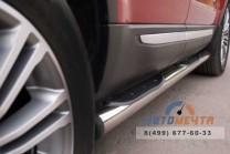 Пороги труба для Land Rover Range Rover Evoque Prestige d76 мм, с накладками, пластиковые заглушки-2 Пороги на Range Rover Evoque Prestige, нерж-2