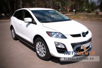 Защита порогов для Mazda CX-7 2010-, (труба), d63 мм, сферические наконечники-2 Защита порогов на Mazda CX-7 2010-, нерж-2