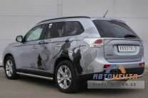Защита заднего бампера для Mitsubishi Outlander 2012, d63 мм (дуга)-4 Защита заднего бампера на Mitsubishi Outlander 2012-4