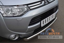 Защита бампера передняя на Mitsubishi Outlander, нерж-2
