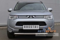 Защита бампера передняя на Mitsubishi Outlander, нерж-0