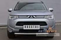 Защита переднего бампера для Mitsubishi Outlander 2012, d63 мм, (дуга) Защита бампера передняя на Mitsubishi Outlander, нерж