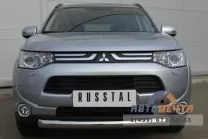 Защита переднего бампера для Mitsubishi Outlander 2012, d76 мм, (дуга) Защита переднего бампера для Mitsubishi Outlander 2012