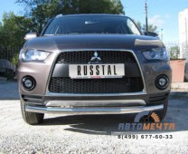 Кенгурятник для Mitsubishi Outlander XL 2010-, d76 мм, (5 секций)-1 Кенгурятник для Mitsubishi Outlander XL 2010--1