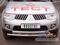 Защита переднего бампера для Mitsubishi Pajero Sport 2010-, d76 мм (дуга)-1 Защита перед. бампера на Mitsubishi Pajero Sport-1