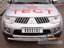 Защита переднего бампера для Mitsubishi Pajero Sport 2010-, d76/42 (дуга)-1 Защита переднего бампера на Mitsubishi Pajero Sport-1