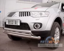Защита переднего бампера для Mitsubishi Pajero Sport 2010-, d76/42 (дуга) Защита переднего бампера на Mitsubishi Pajero Sport