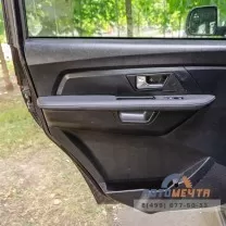 Накладки ЧЕРНЫЕ на карты дверей УАЗ Патриот с 2015 г.в. (подлокотники на двери BMW-Style, экокожа, строчка, ПРЕМИУМ, 4 шт.)