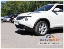 Защита переднего бампера для Nissan Juke 4х2 , d63 мм, (дуга)-2 Защита переднего бампера на Nissan Juke-2