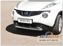 Защита переднего бампера для Nissan Juke 4х2 , d63 мм, (дуга) Защита переднего бампера на Nissan Juke