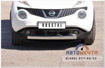 Защита переднего бампера для Nissan Juke 4х2 , d75x42 мм, овал, (дуга)-3 Защита переднего бампера для Nissan Juke-3
