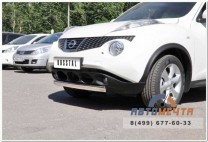 Защита переднего бампера для Nissan Juke 4х2 , d75x42 мм, овал, (дуга)-1 Защита переднего бампера для Nissan Juke-1