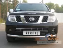 Защита переднего бампера на Nissan Pathfinder 4, нерж