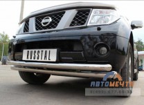 Защита переднего бампера на Nissan Pathfinder 4, нерж.-2