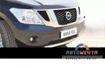 Защита переднего бампера для Nissan Patrol 2010, d63 мм, (дуга) короткая Защита бампера передняя на Nissan Patrol, нержавейка