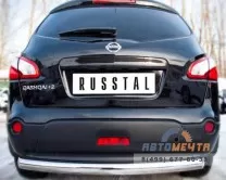Защита заднего бампера на Nissan Quasquai +2, нерж