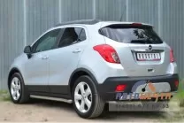 Защита заднего бампера для Opel Mokka 2012, 75х42 мм, (дуга) Защита заднего бампера на Opel Mokka 2012, нерж