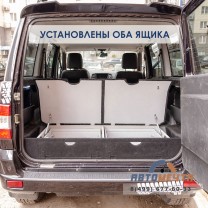Органайзер-спальник КОМБИ для УАЗ Патриот с 2015. Столик, возможность установки ящиков, подсветки.  -12
