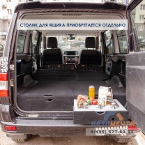 Органайзер-спальник КОМБИ для УАЗ Патриот с 2015. Столик, возможность установки ящиков, подсветки.  -14
