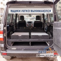 Органайзер-спальник КОМБИ для УАЗ Патриот с 2015. Столик, возможность установки ящиков, подсветки.  -15