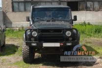 Передний силовой бампер УАЗ Хантер Трофи База с площадкой лебёдки, лифт 65 мм-6