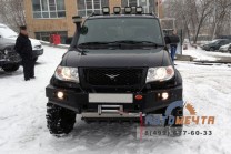 Передний силовой бампер УАЗ Патриот рест и дорест, Трофи с площадкой под лебедку (02.003.07)