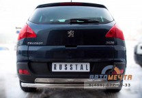 Защита заднего бампера на Peugeot 3008, нержавейка-1